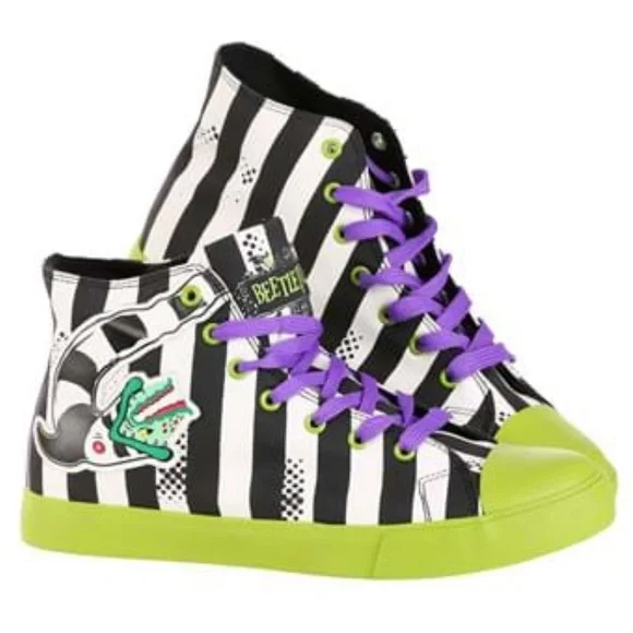 BEETLEJUICE sneakers shoes black and white sandworm striped stripe Tim Burton - Picture 4 of 16